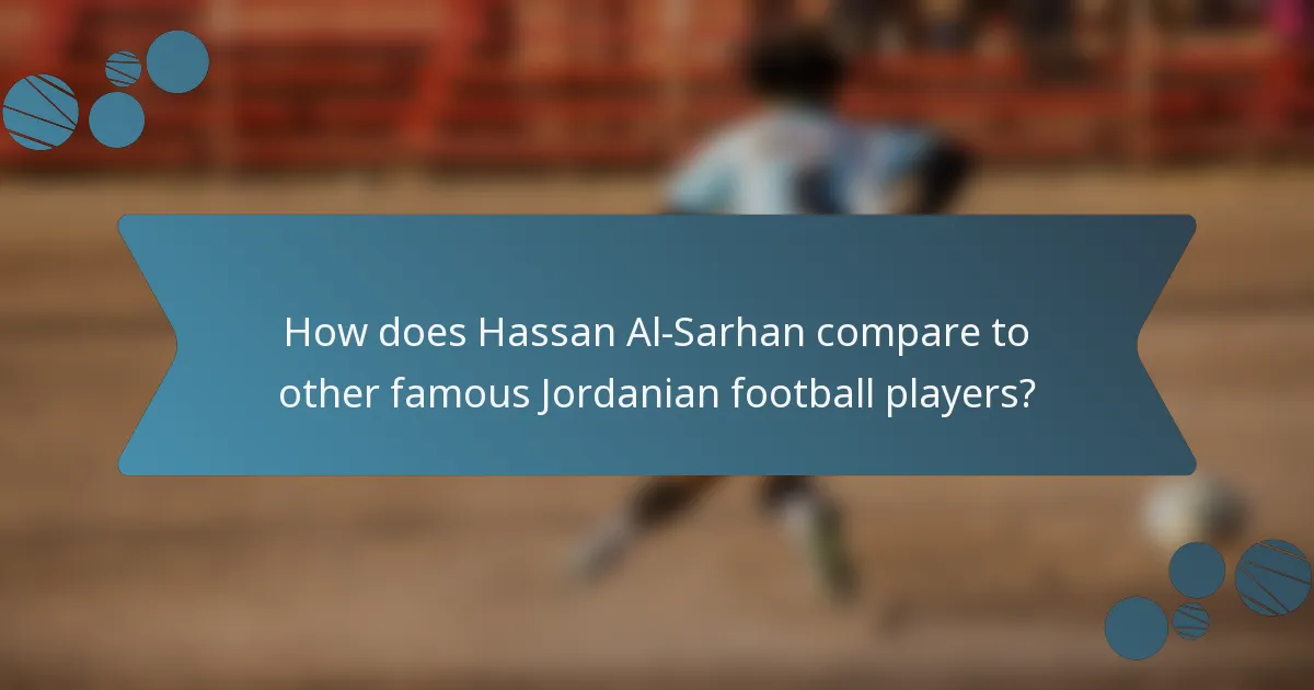 How does Hassan Al-Sarhan compare to other famous Jordanian football players?