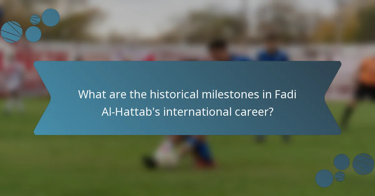 What are the historical milestones in Fadi Al-Hattab's international career?