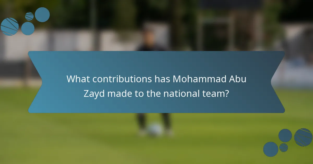 What contributions has Mohammad Abu Zayd made to the national team?