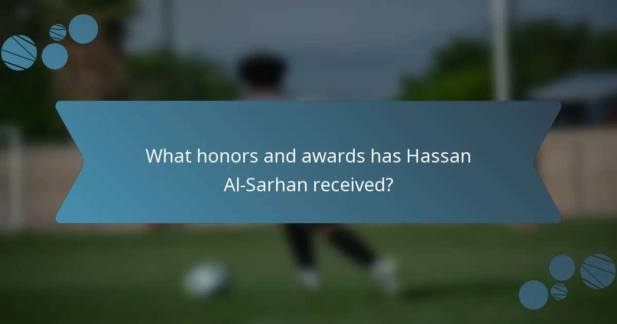 What honors and awards has Hassan Al-Sarhan received?