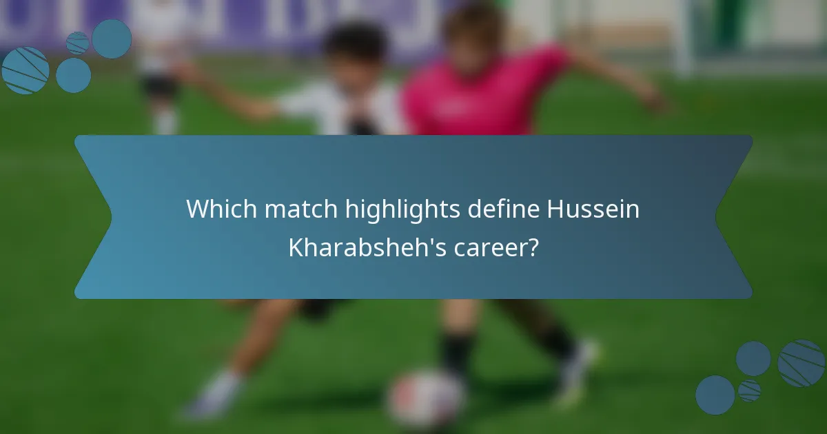 Which match highlights define Hussein Kharabsheh's career?